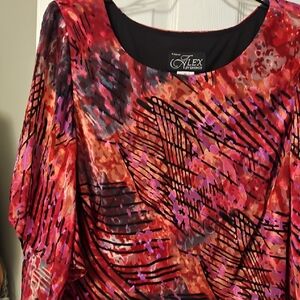 Alex Evenings Women's Red and Black Top